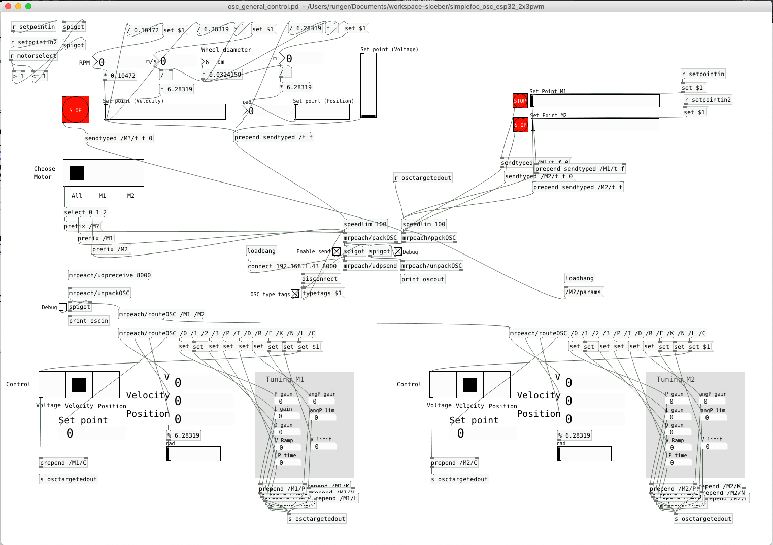 pD controlling 2 BLDC motors Screenshot from pD